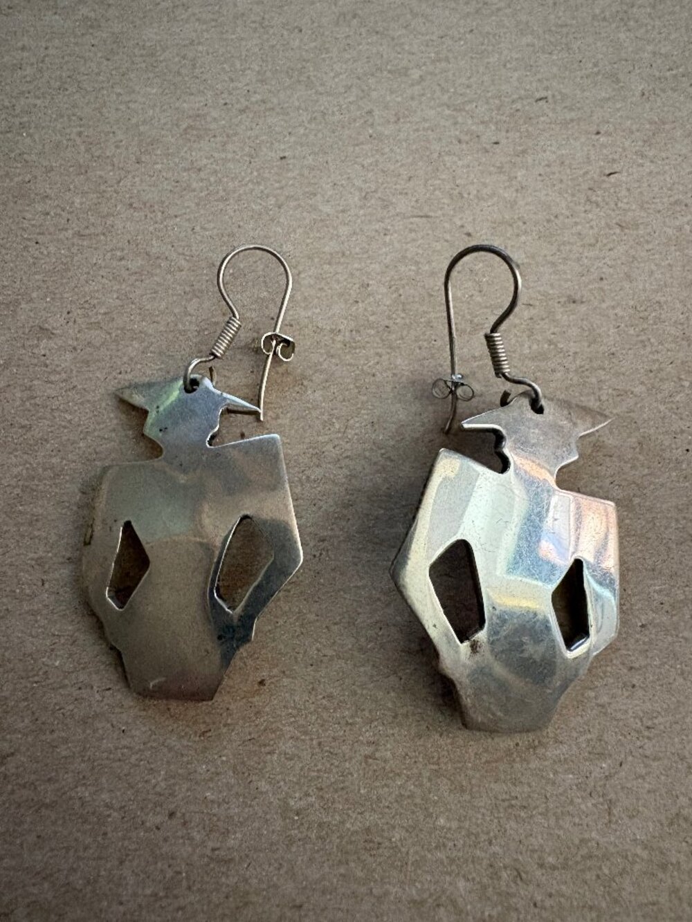 Unique vintage 80s Mexican stamped sterling modern female torso earrings